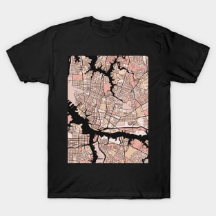 Norfolk Map Pattern in Soft Pink Pastels T-Shirt